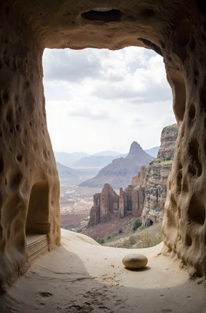 View from the window of the Monastery of St. Mary in Cappadocia, Turkeyの素材