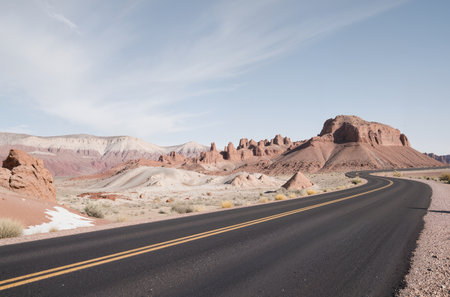 Road in Valley of Fire State Park, Nevada, United States.の素材