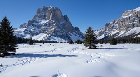 Winter in the italian dolomites, panoramic viewの素材