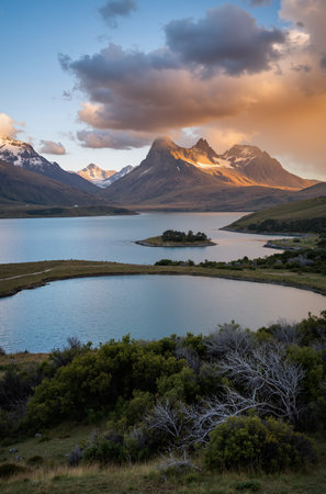 Patagonia landscape, Torres del Paine National Park, Chileの素材