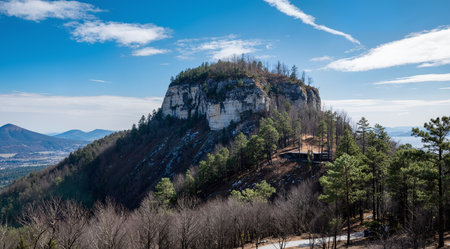 Beautiful mountain landscape with blue sky and white clouds in Crimea, Ukraineの素材
