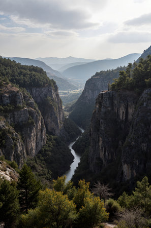 View of the canyon of the river Ardeche, Provence, Franceの素材