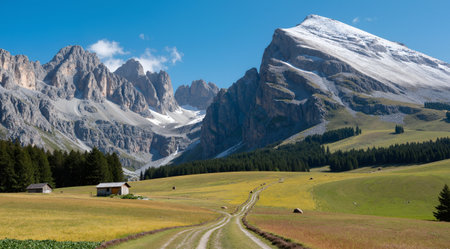 Panoramic view of the Dolomites in South Tyrol, Italyの素材