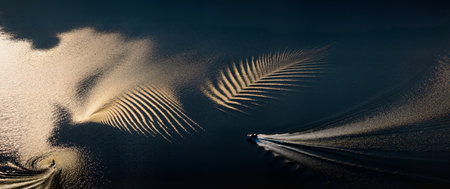 Panorama of a sand dune in the evening light at sunsetの素材