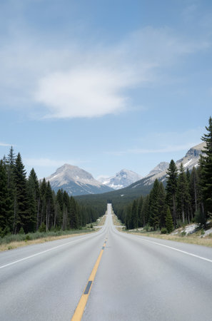 Road to Banff National Park, Alberta, Canada in summer.の素材