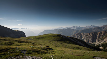 Panoramic view of mountains and valleys in the Himalayasの素材