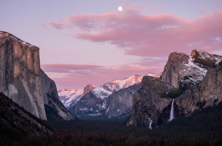Yosemite National Park, California, United States. Half Dome during sunsetの素材