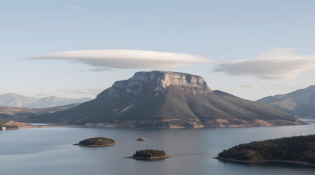 Panoramic view of Lake Tahoe in Nevada, USA.の素材