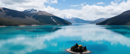 Lake Tekapo, New Zealand. Lake Tekapo is the largest freshwater lake in the world.の素材