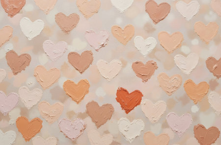 Colorful hearts on the wall, valentine's day backgroundの素材