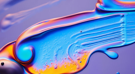Colorful abstract background of oil drops on the water surface. Macroの素材