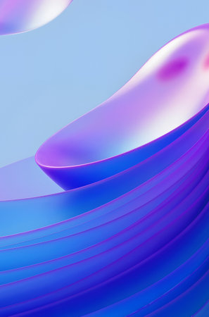 abstract background with blue and purple curved lines. 3d renderingの素材