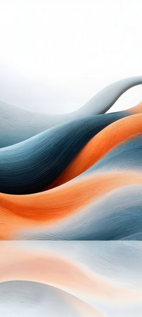 Abstract background with orange and blue waves. 3d rendering, 3d illustration.の素材