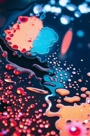 Colorful drops of oil on a water surface. Abstract background.の素材