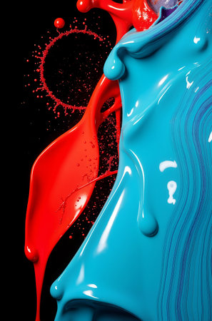 Colored paint splashes isolated on black background. 3d renderingの素材