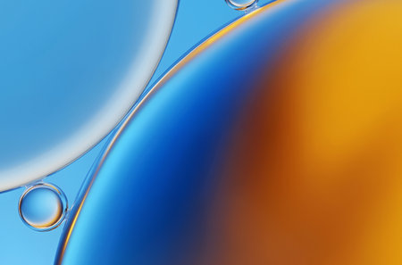 abstract blue and orange background with some smooth lines and some bubblesの素材