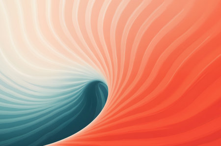 abstract background with smooth lines in orange and turquoise colorsの素材