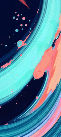 Abstract background of acrylic paint in blue, orange and pink tones.の素材