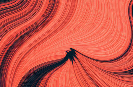 Abstract background with wavy lines in red and black colors. Vector illustration.の素材