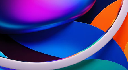 3d illustration, abstract background, multicolored waves, geometric designの素材