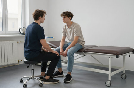 Physiotherapist working with patient in clinic. Rehabilitation therapyの素材