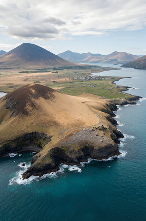 Aerial view of the coast of the island of Lanzarote, Canary Islands, Spainの素材