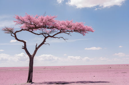 Beautiful pink tree in the desert of Namibia, Africa.の素材
