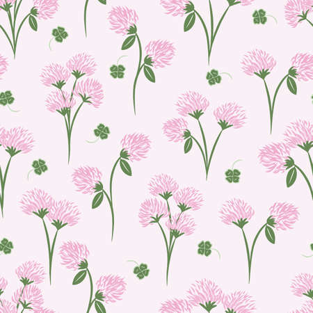 Pink Clover Bouquet Seamless Pattern Background Printのイラスト素材