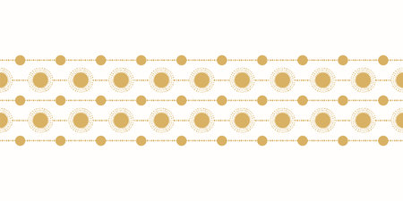 Gold Horizontal Striped Sun and Polka Dot Border. Seamless Vector Illustration.