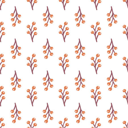 Fall Geometric Orange and Purple Berries Seamless Pattern Backgroundのイラスト素材