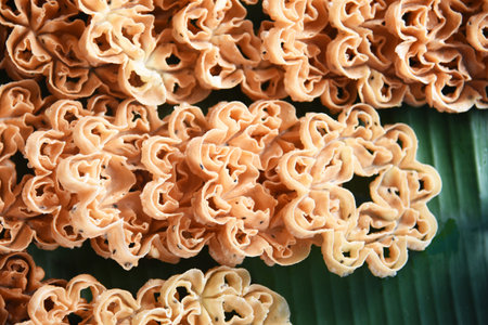 Crispy Lotus Blossom Cookie; Dessert of Thailand; Thailand  name Dok Jog Crispy Lotus Blossom Cookie...