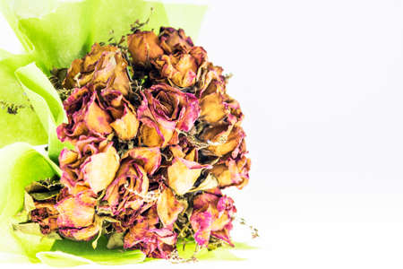bouquet of dried flowers  against white background and have space for text.の写真素材