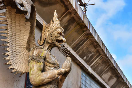 The construction of the temple and the Garuda and Naga in Thailand.の写真素材