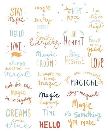 Big set of magic lettering phrases and words. Vector illustration - Vectorのイラスト素材