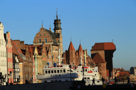 Port in Poland with a beautiful facade of buildings
