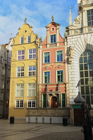 beautiful, bright and old houses in the downtown Gdansk, Poland    