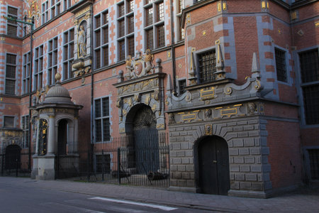 rich and beautiful facade of the building, entrance door