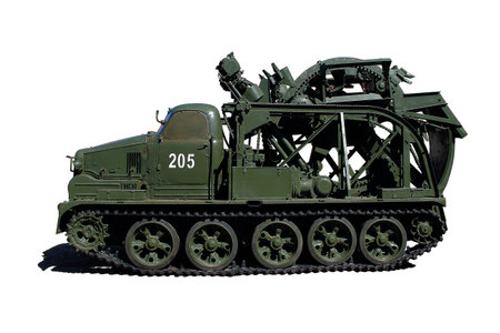 War machine on tracks for digging trenches