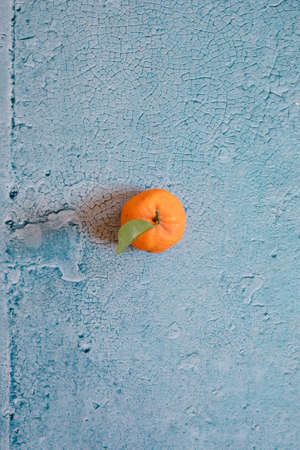 Still Life oranges composition in a blue stone backgroundの写真素材