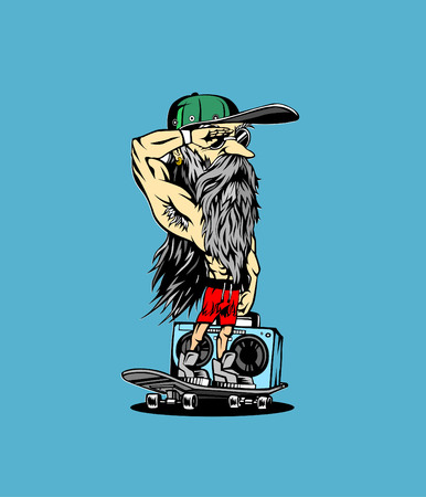 Hand drawn hipster male with cap.のイラスト素材