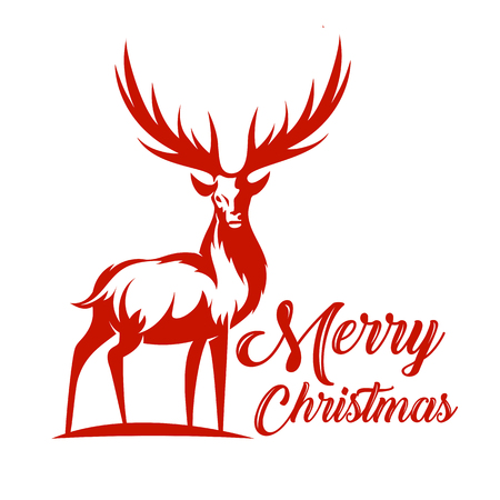 Vector reindeer with typography Illustration for multi usage like icon, t-shirt, advertisement or otherのイラスト素材