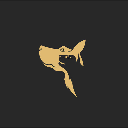 Golden dog and cat on back background vector illustration.のイラスト素材