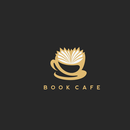 illustration of a coffee cup with a bookのイラスト素材