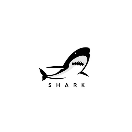 black and white shark creative logo.のイラスト素材