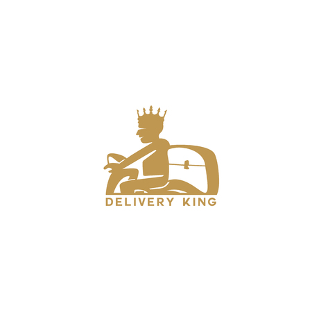 Minimal delivery man icon with crown vector illustration.のイラスト素材