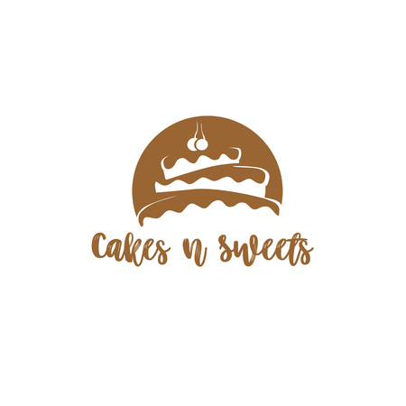 Delicious chocolate cake on white background with typography vector illustration design.のイラスト素材