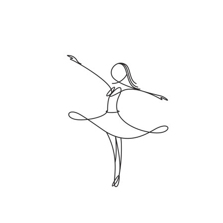 Female line art dancing girl vector illustration.のイラスト素材