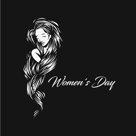 A Minimal logo of women's day vector illustration design.のイラスト素材