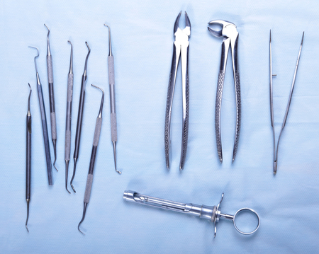 Medical instruments for ENT doctor on whiteの写真素材