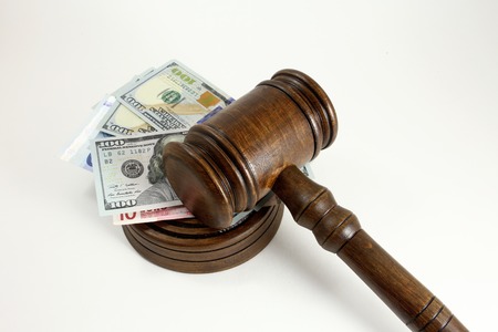 auction hammer , symbol of authority and money.の写真素材